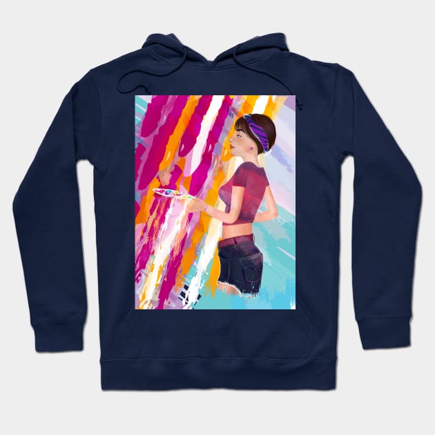 Girl painter and colorful artist paint palette Hoodie by Salma Ismail
